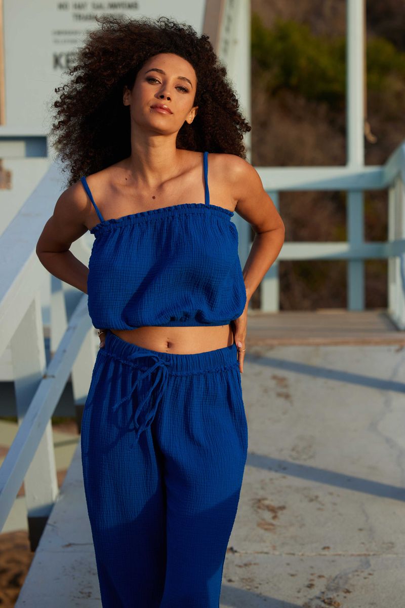 dark blue cropped fashion cami