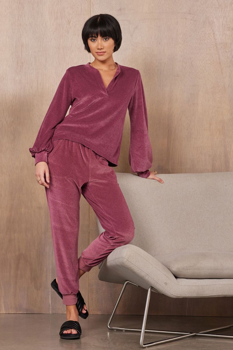 GWEN VELOUR VOLUME SLEEVE TOP