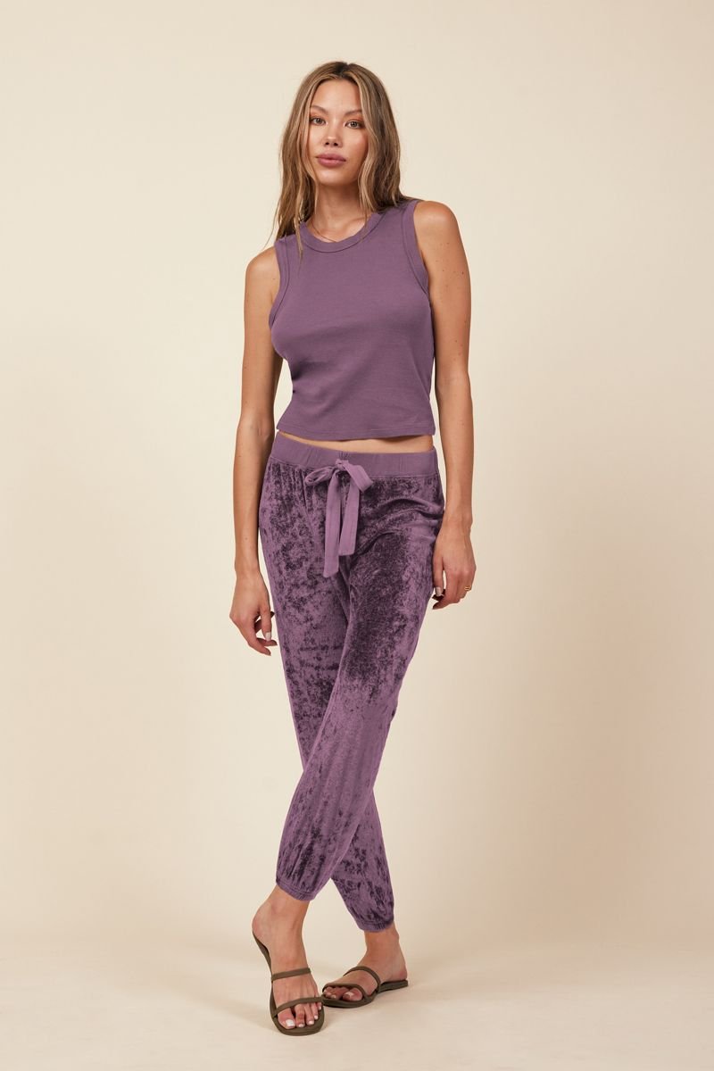 VELVET JOGGER WITH SATIN SASH