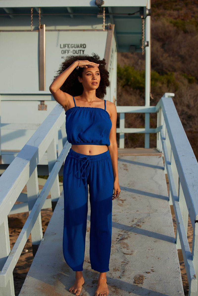 dark blue casual beach pant