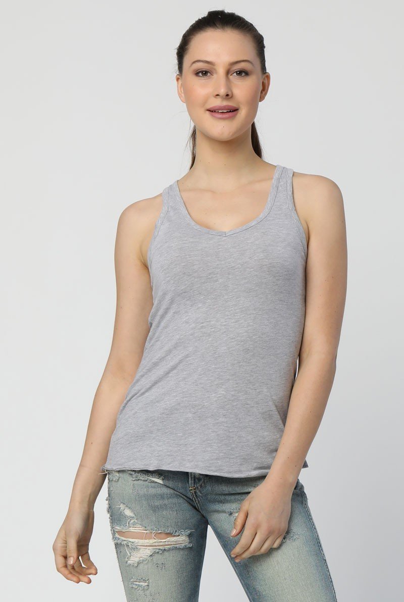 heathered gray racerback tank