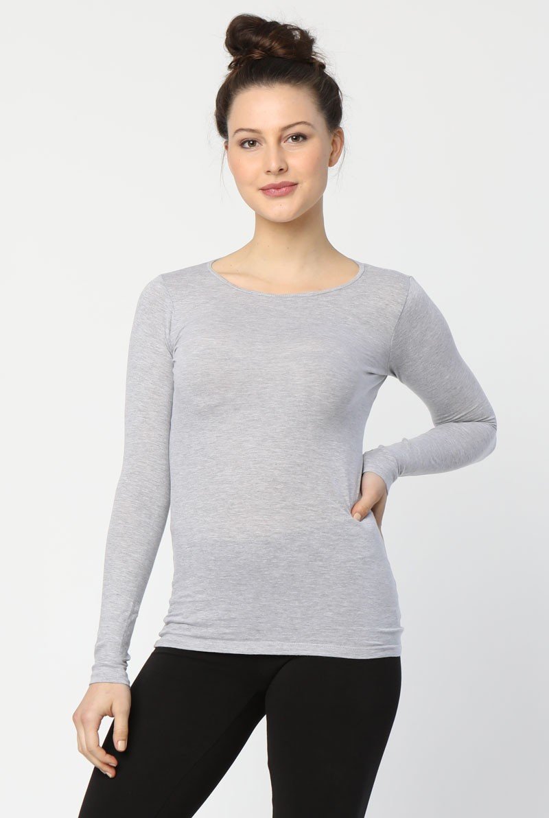 long sleeve crew neck in heather gray