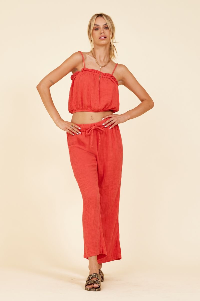 HIGHLAND AVE GAUZE CROP BEACH PANT