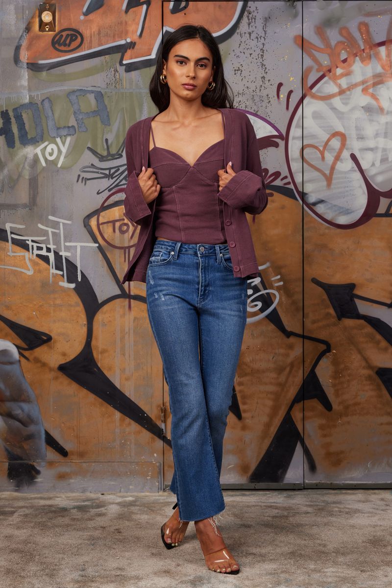 ELENA SPLIT SLEEVE CARDI - PIGMENT DYE