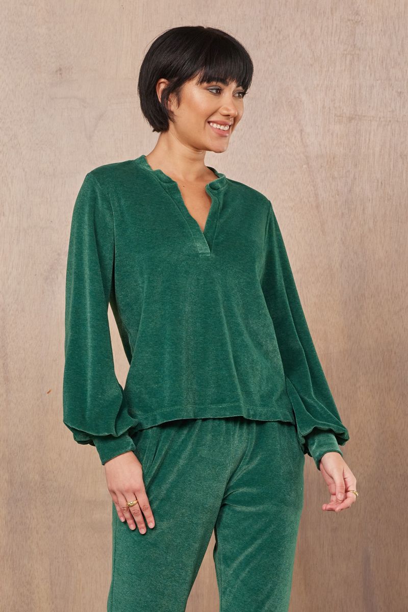 GWEN VELOUR VOLUME SLEEVE TOP