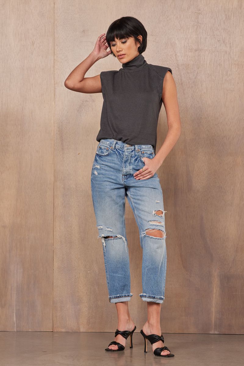 GIZELLE PADDED MUSCLE TURTLENECK TANK - HACCI