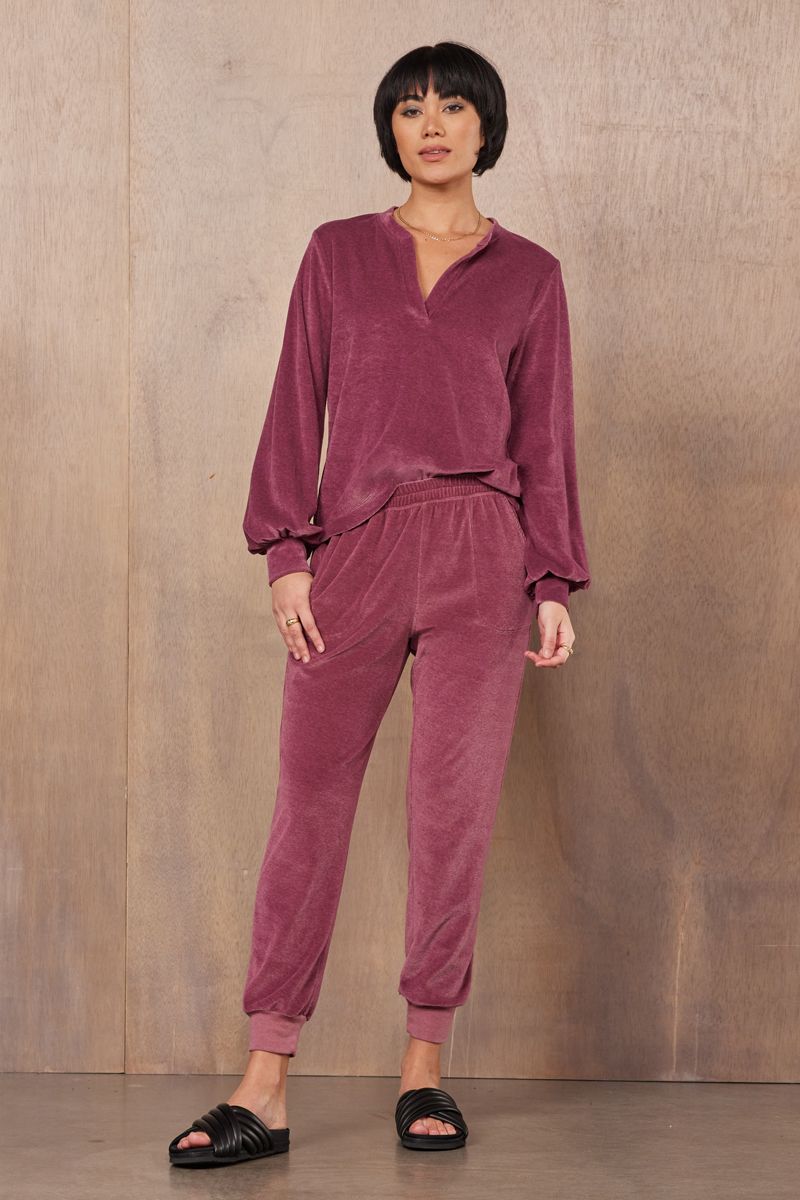 GWEN VELOUR VOLUME SLEEVE TOP