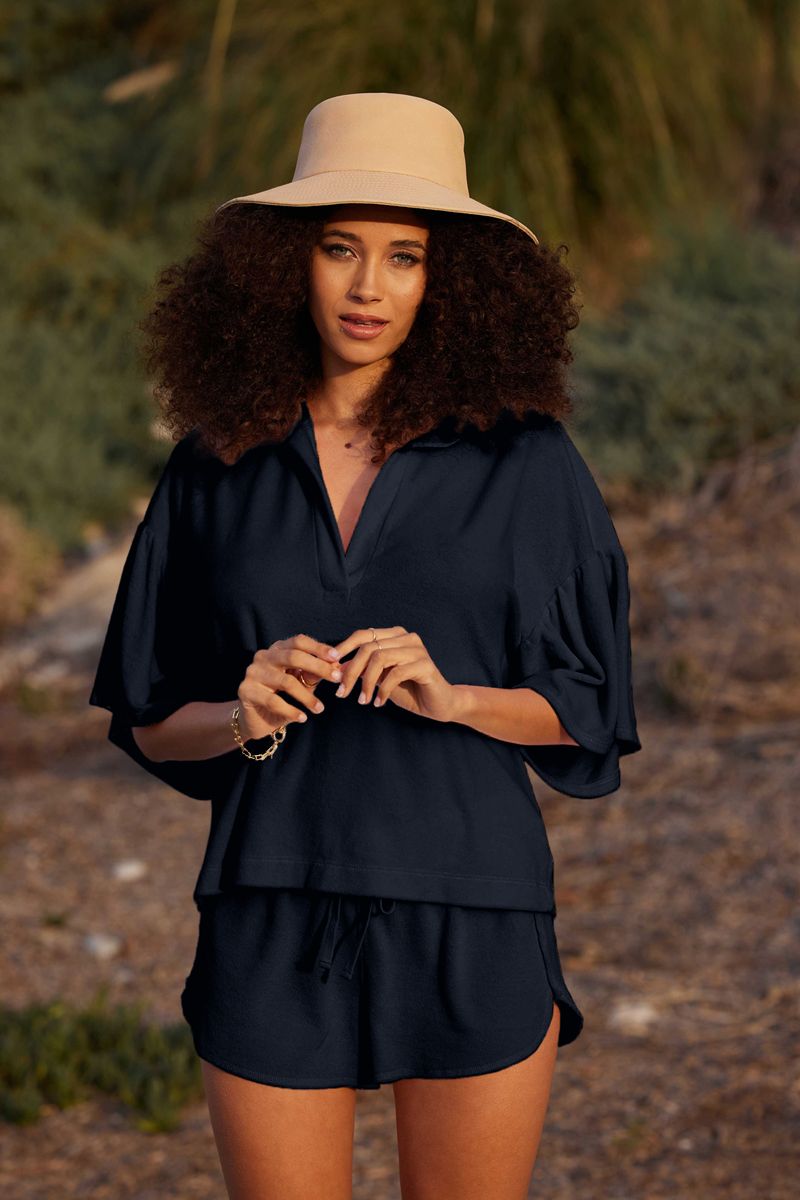 fuzzy blue beach shirt