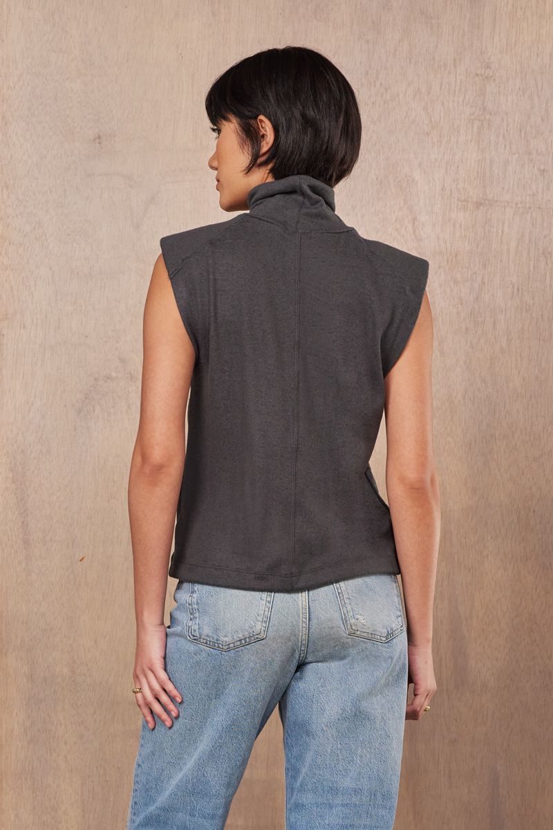 GIZELLE PADDED MUSCLE TURTLENECK TANK - HACCI