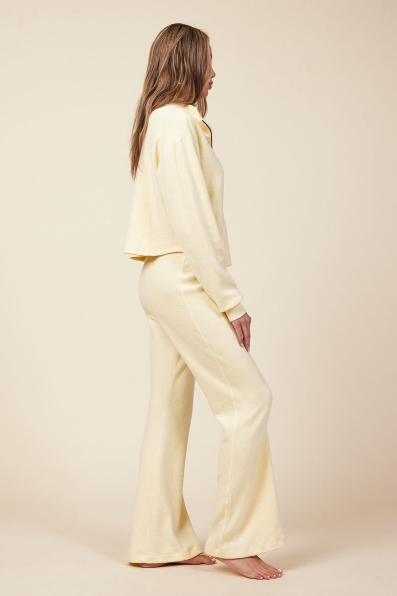 light yellow sherpa wide leg pant