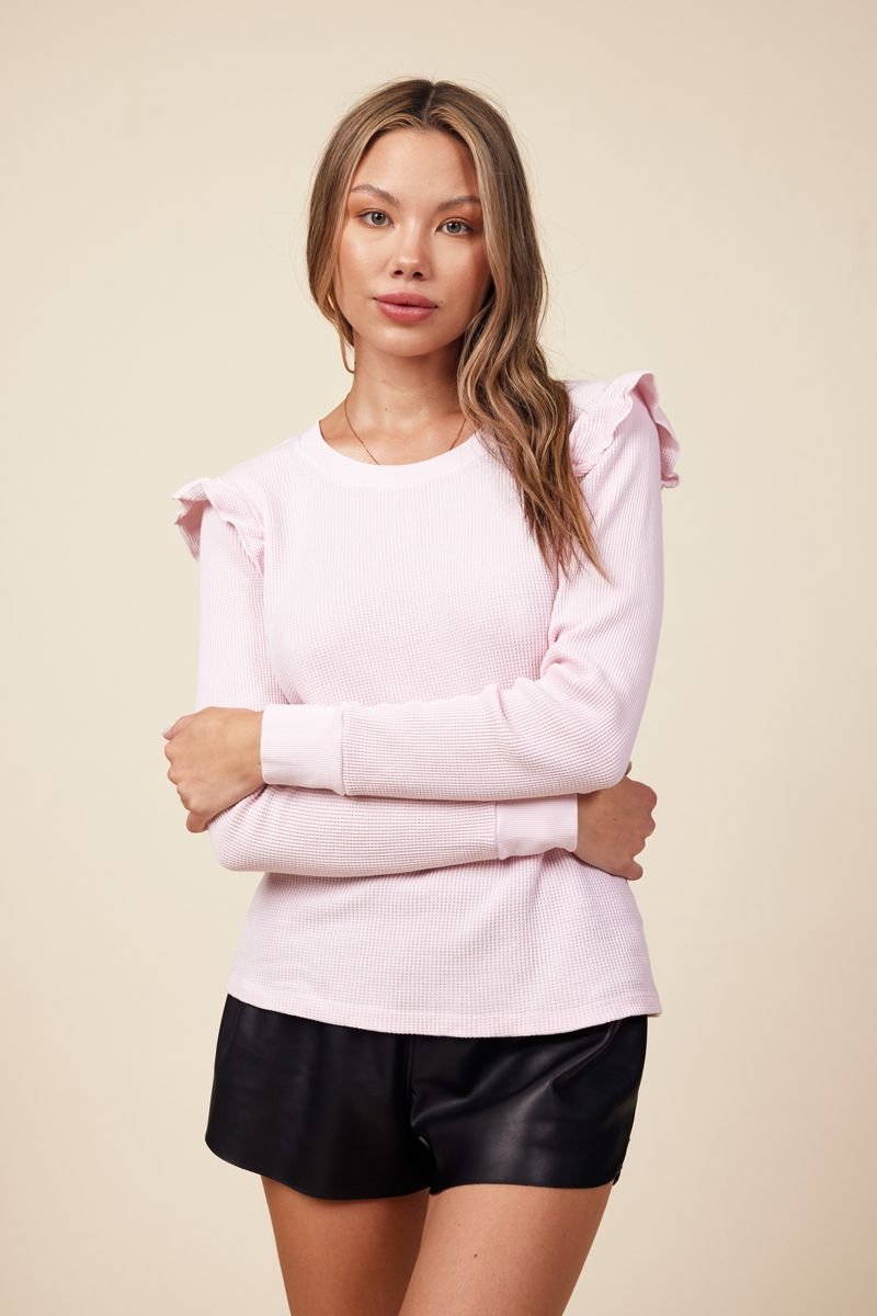 FONTAINE RUFFLED SHOULDER PULLOVER