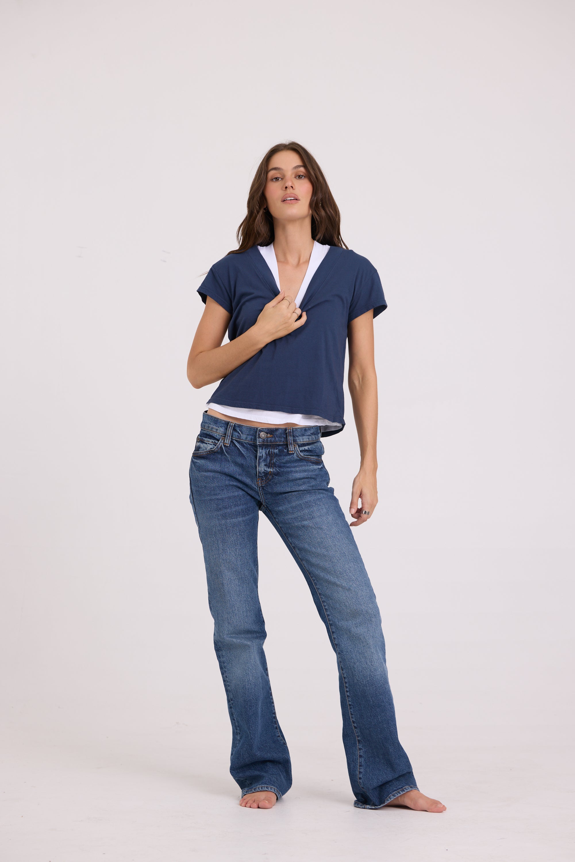 SURI DEEP V CAP SLEEVE TEE