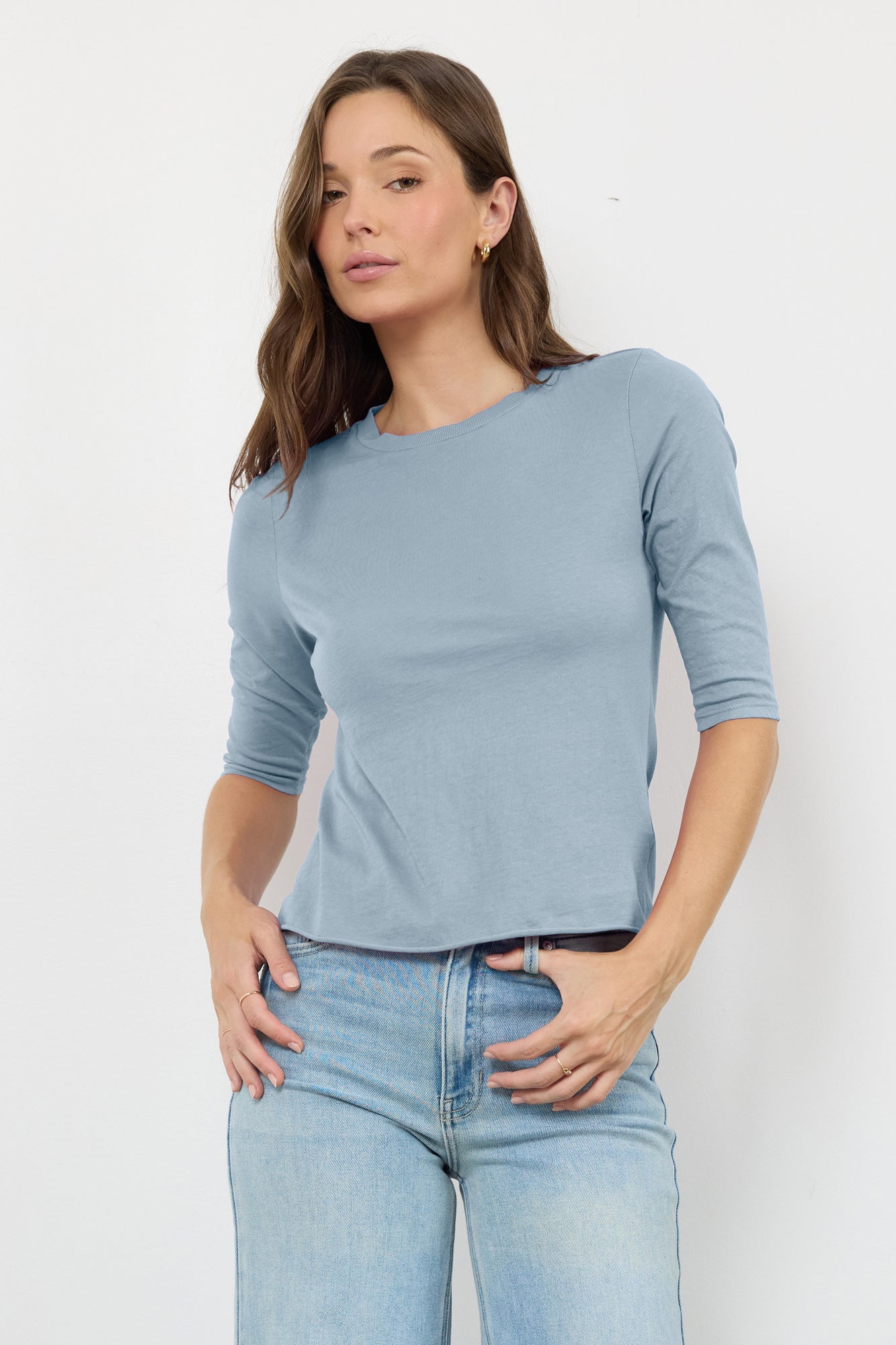 SANTA MONICA MITERED BK ELBOW LENGTH TEE