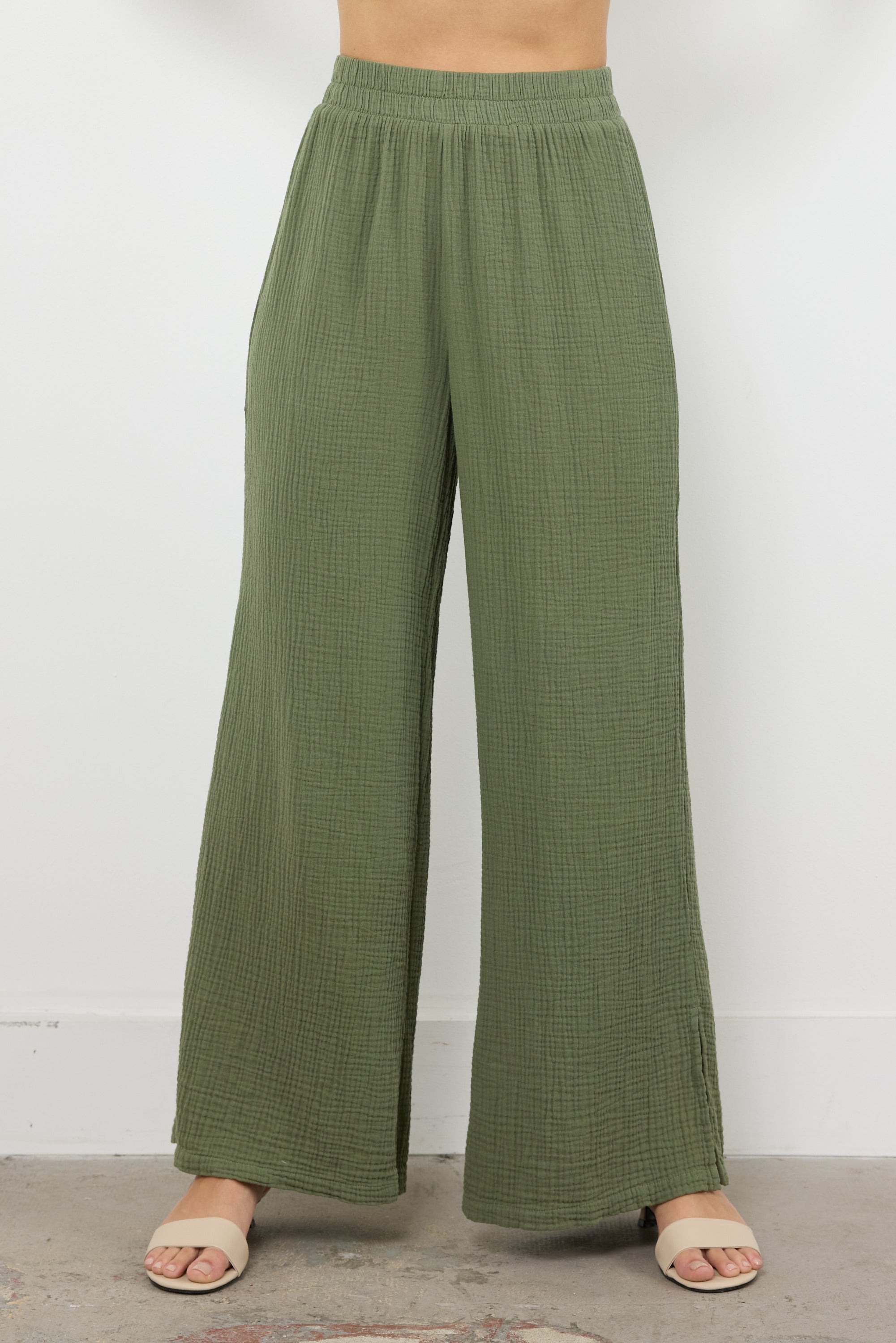 BREEZY GAUZE PANT WITH SIDE SLIT