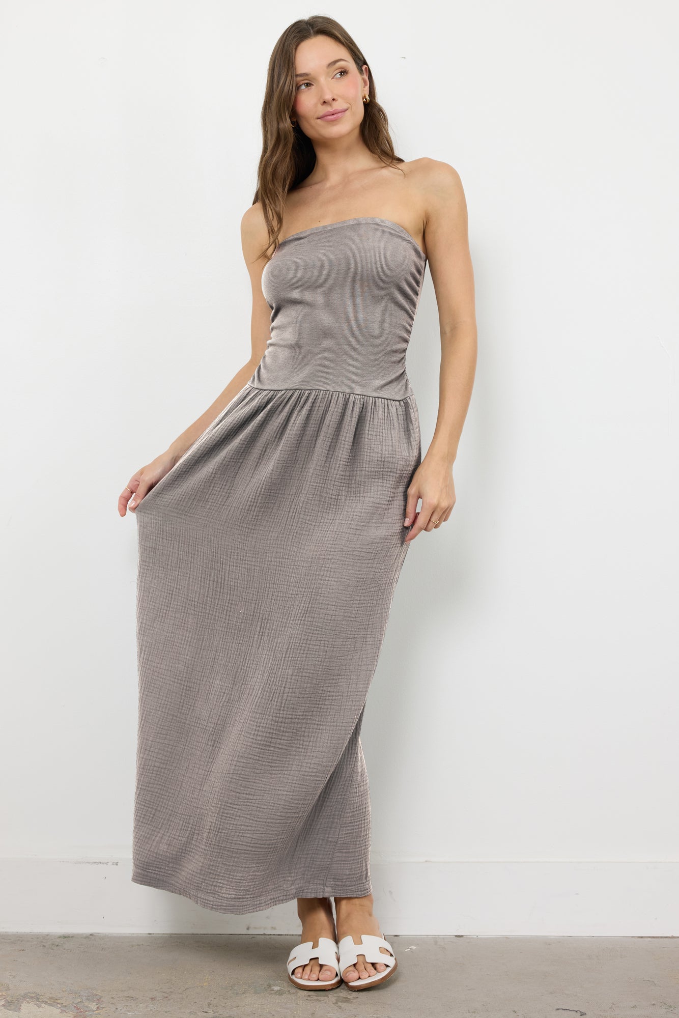 LULU STRAPLESS GAUZE DRESS