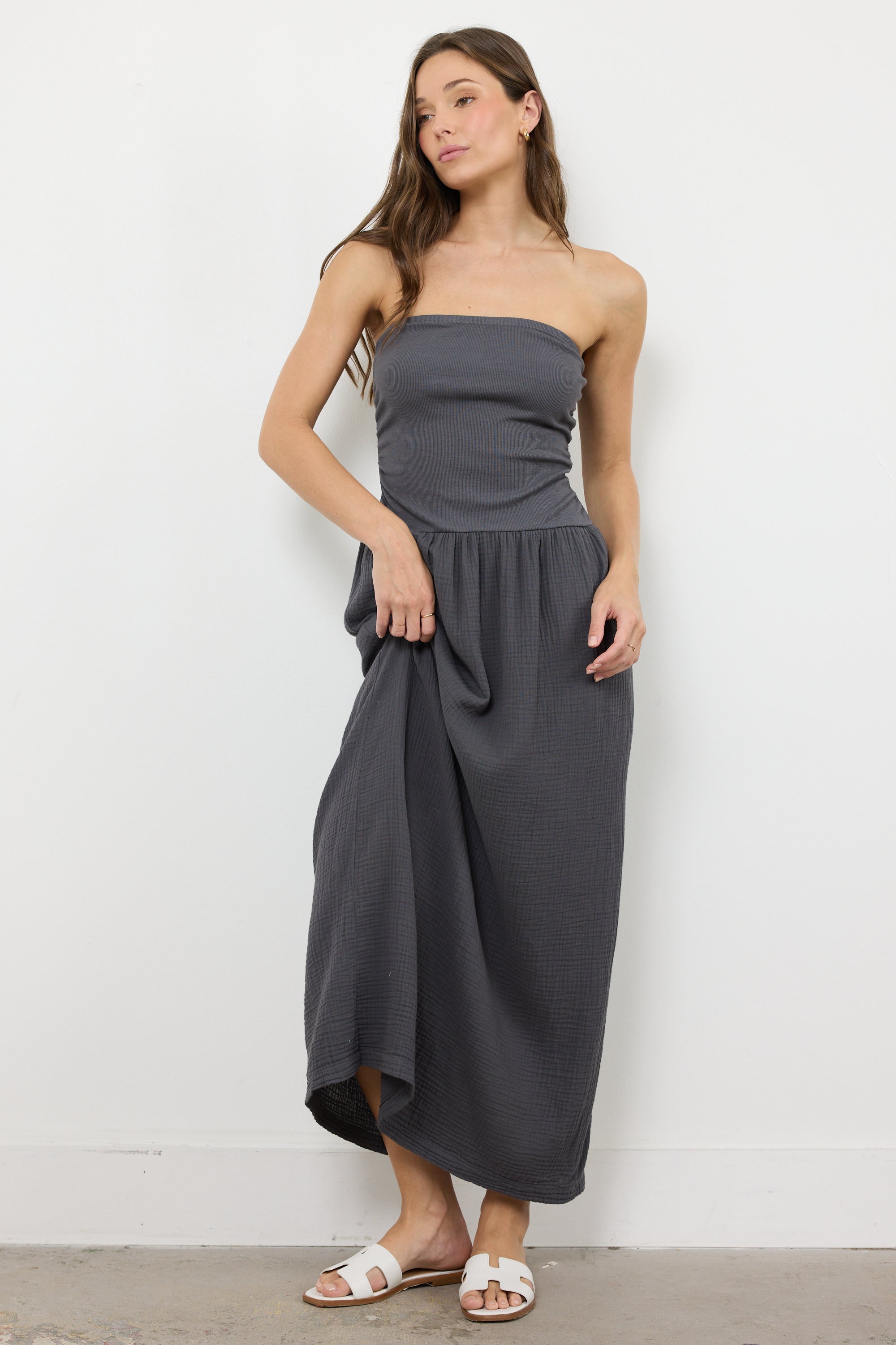 LULU STRAPLESS GAUZE DRESS