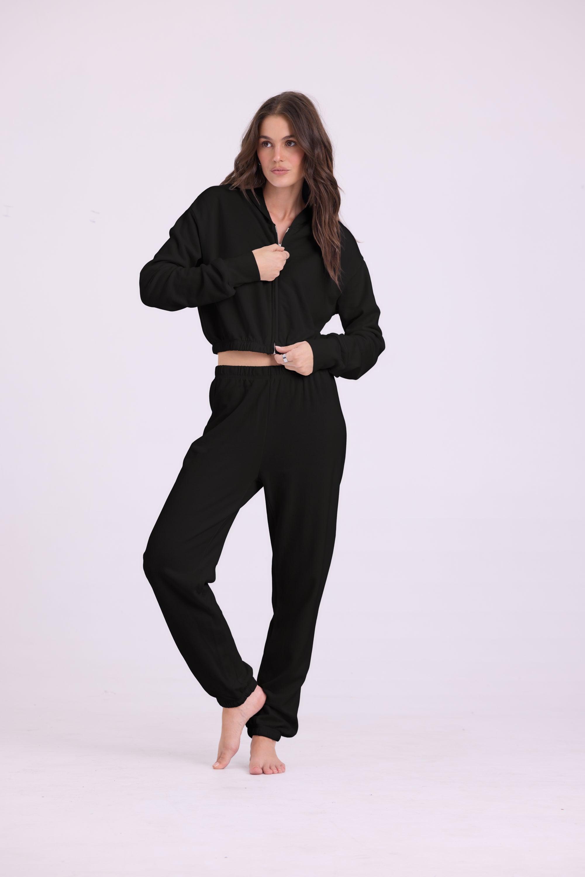 ZIP UP CROP HOODIE