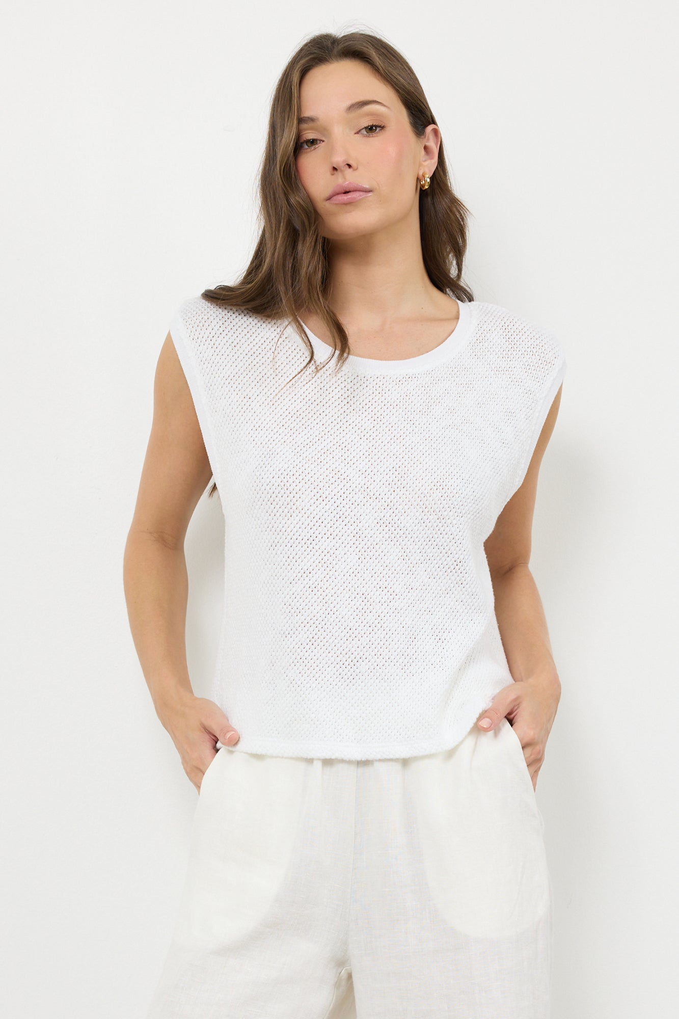 EVE CROCHET KNIT MUSCLE TANK