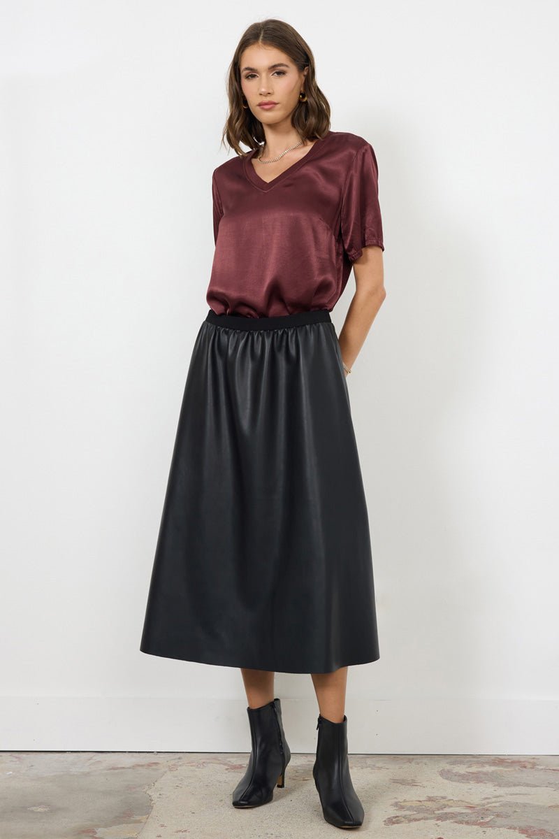 ELENNE VEGAN LEATHER LONG SKIRT