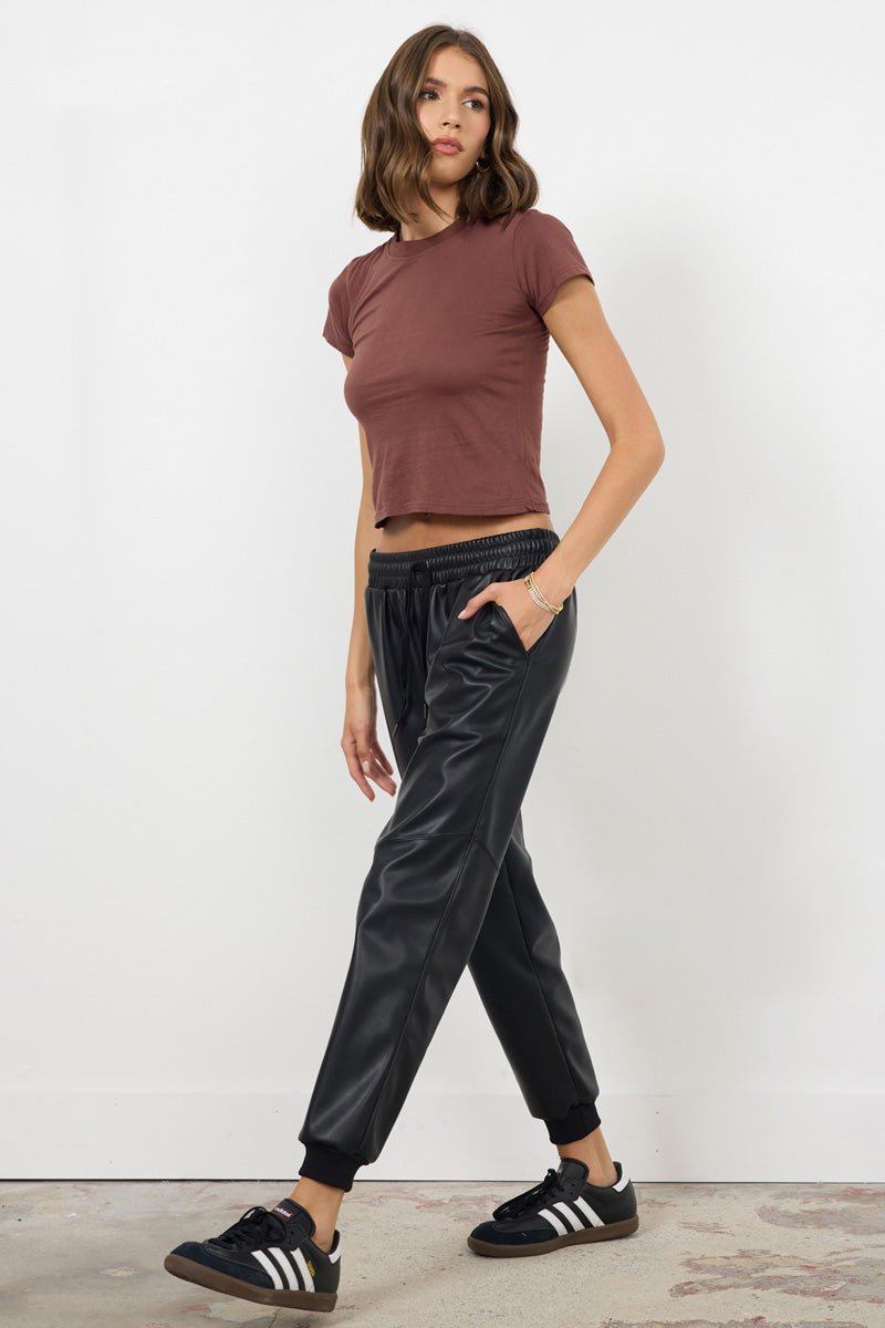 SHAY VEGAN LEATHER JOGGER