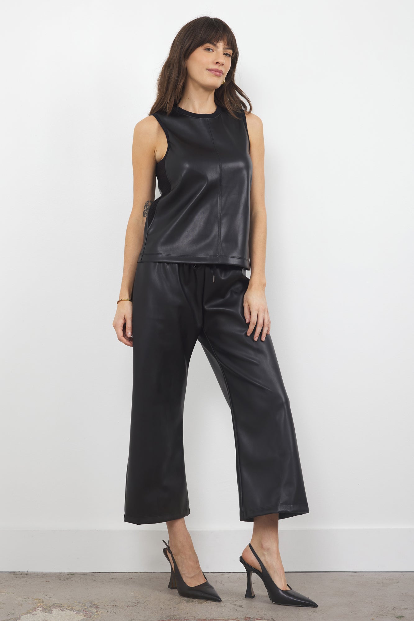 PORTIA VEGAN LEATHER CROPPED CULOTTE