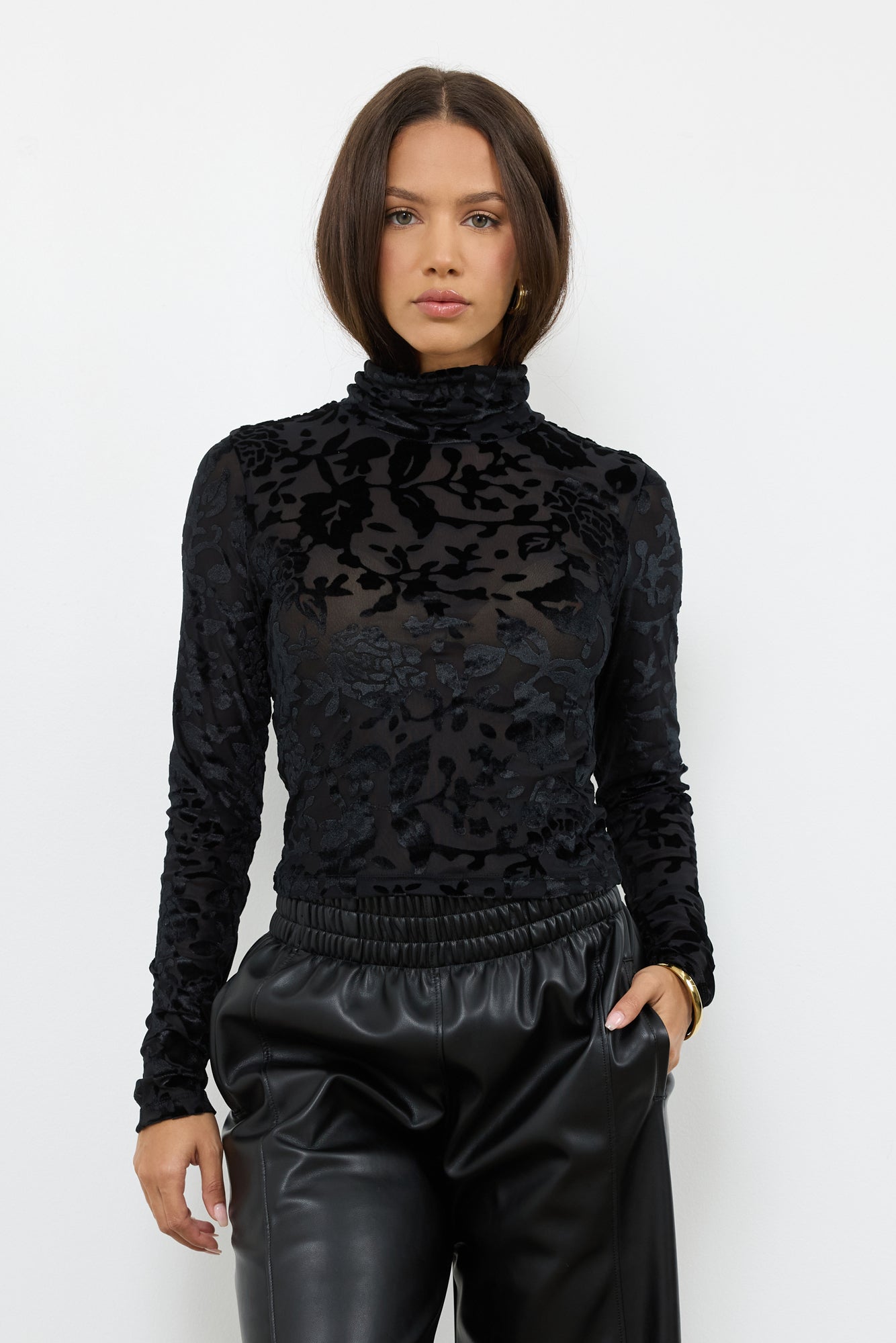 KEITH BURNOUT VELVET TURTLE NECK