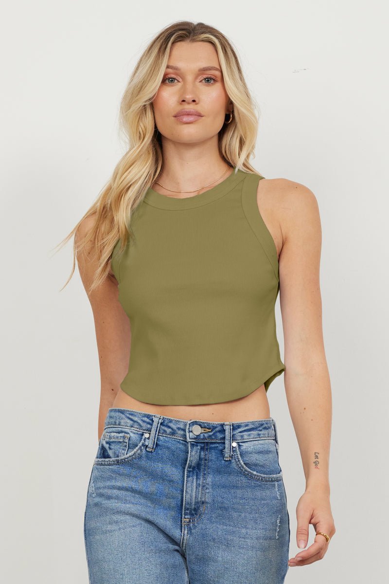 PARADISE CROP RIB RACERFRONT TANK