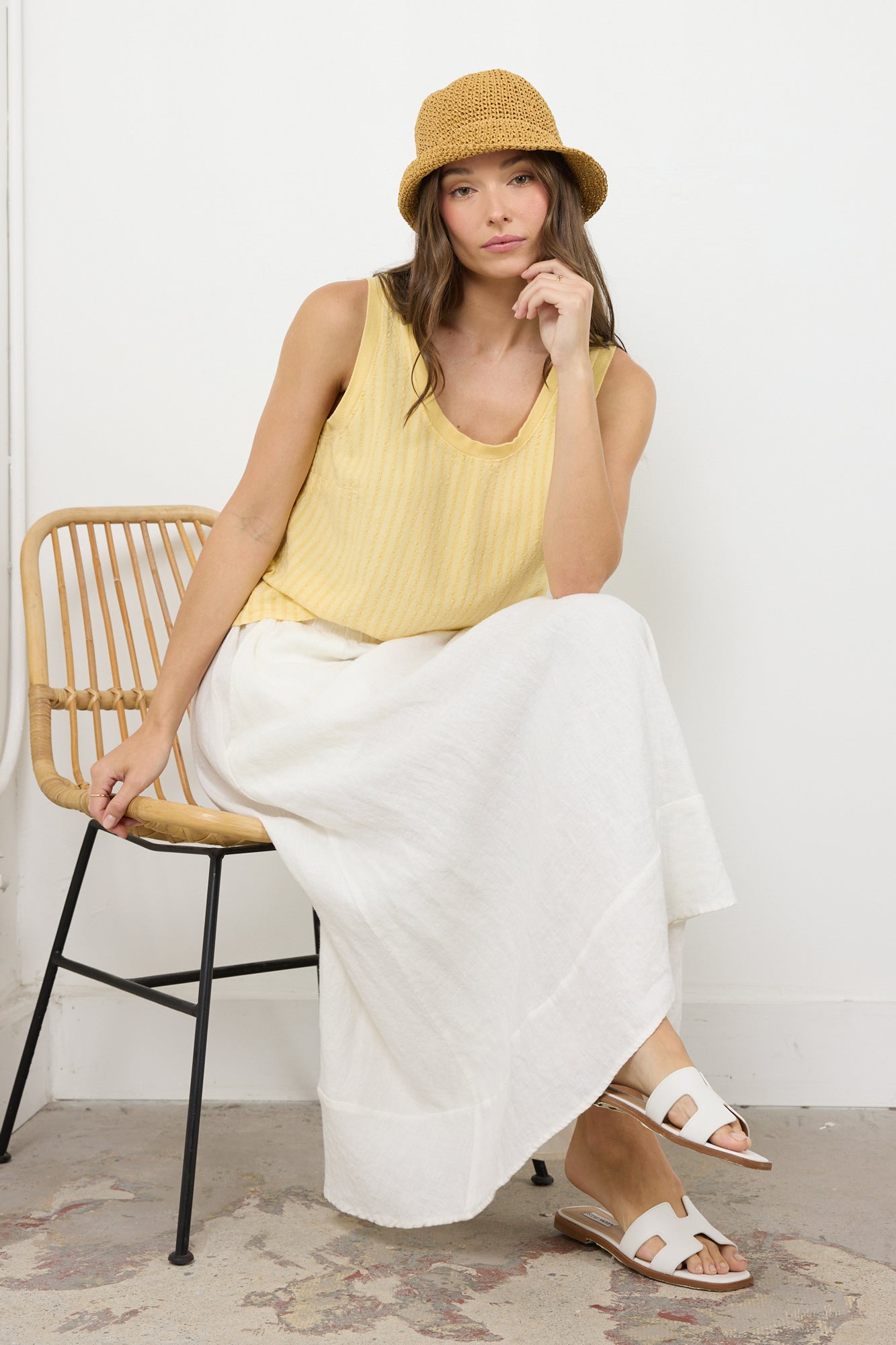 NEW STRIPE LINEN TANK
