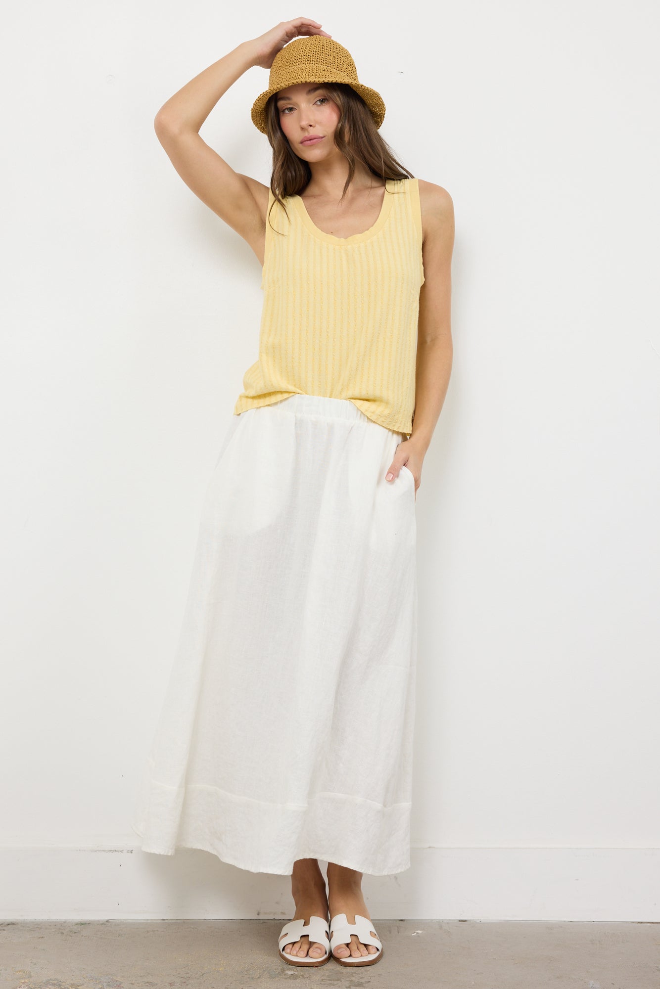 NEW STRIPE LINEN TANK