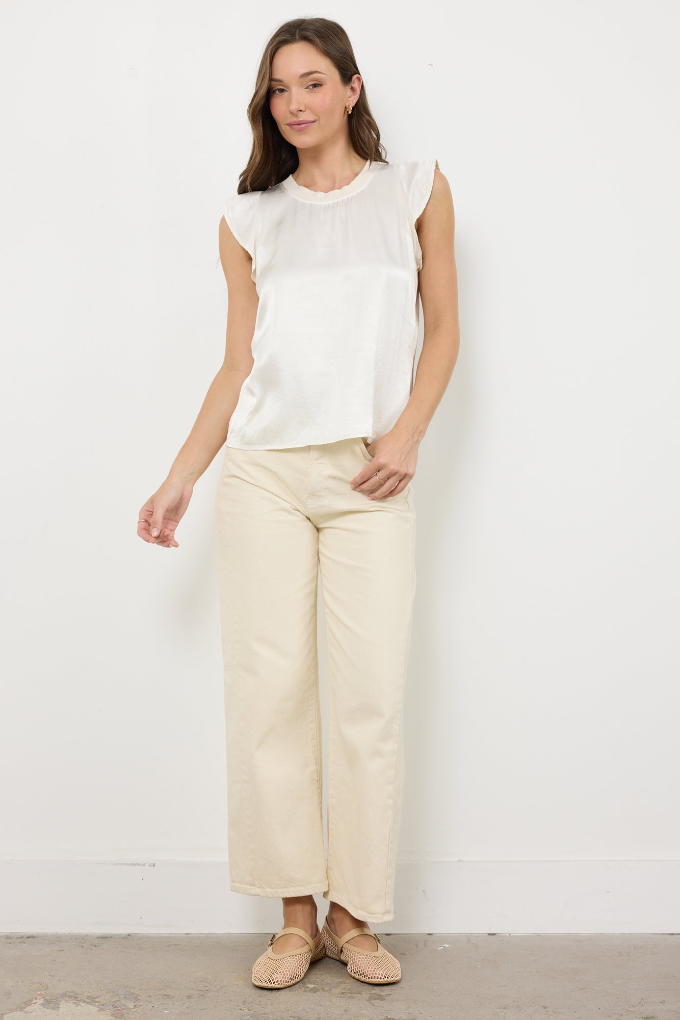FINN CREW NECK SATIN TOP