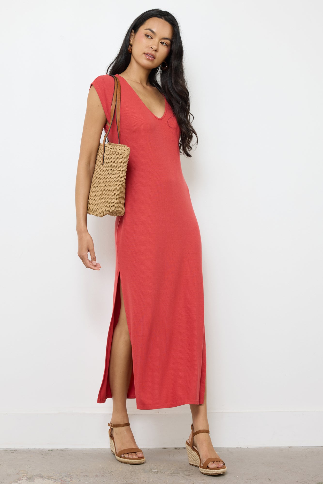 CELINE V NECK LONG DRESS