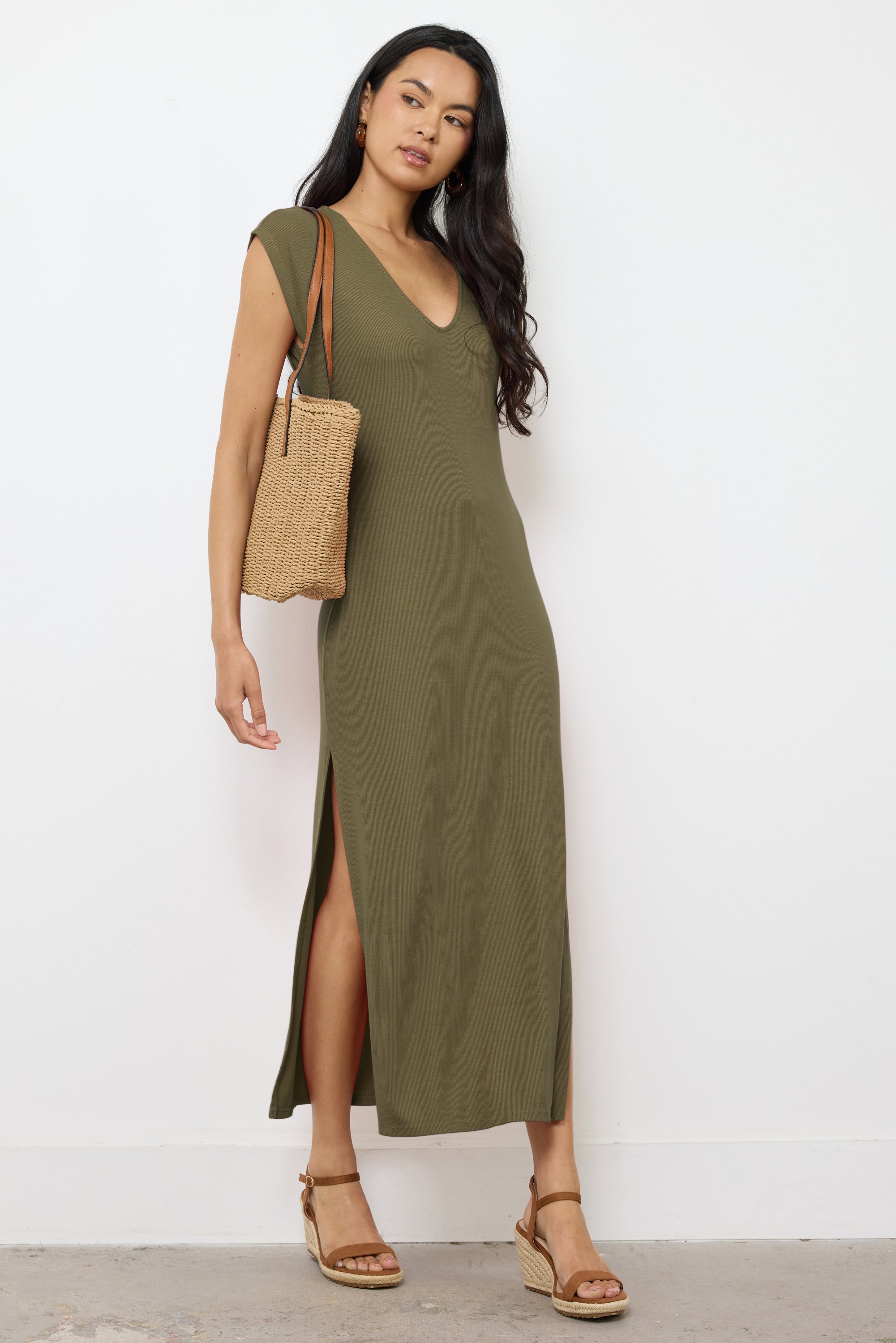 CELINE V NECK LONG DRESS