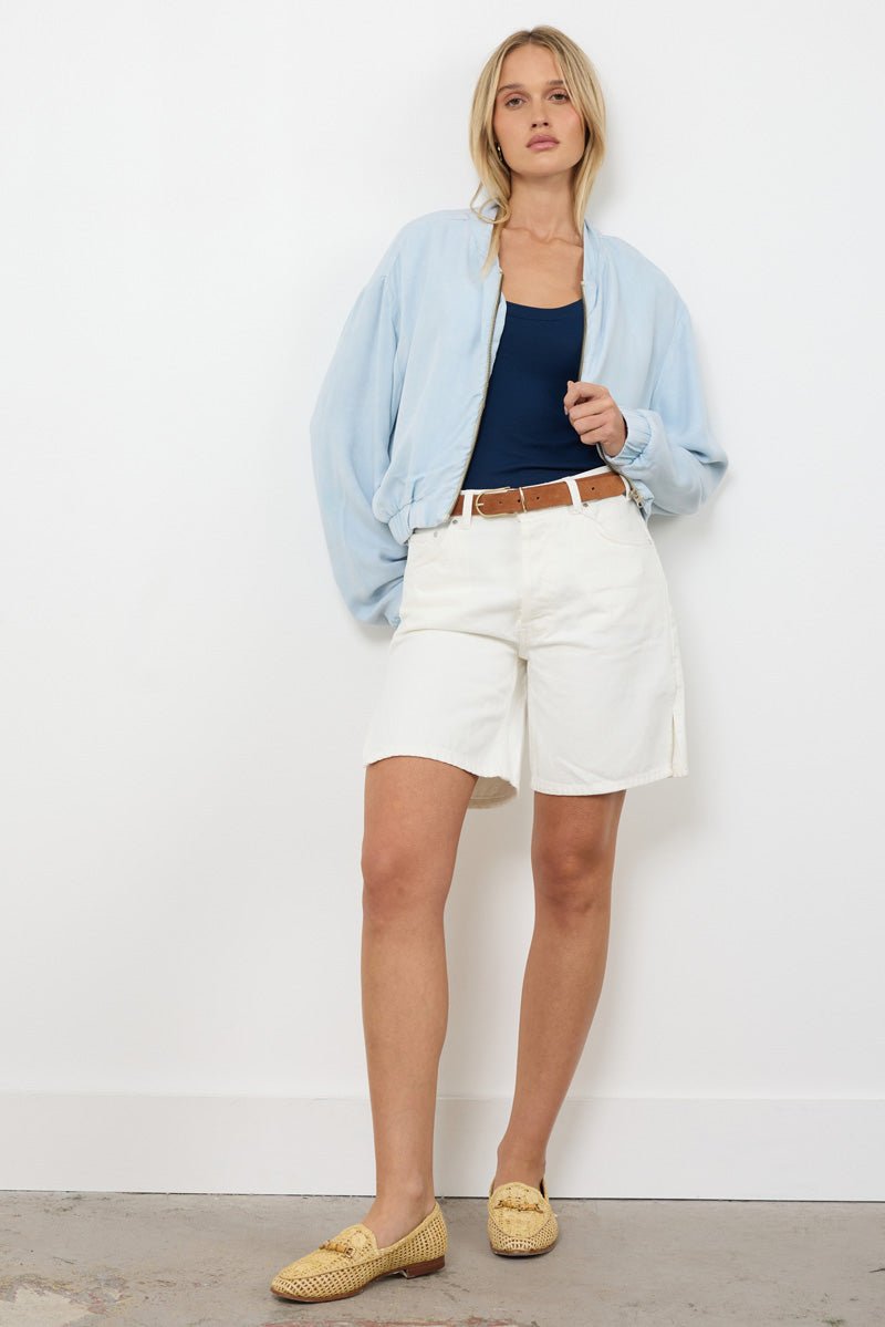 THE EIGHTIES SILKY BOMBER JACKET IN SOHO TWILL