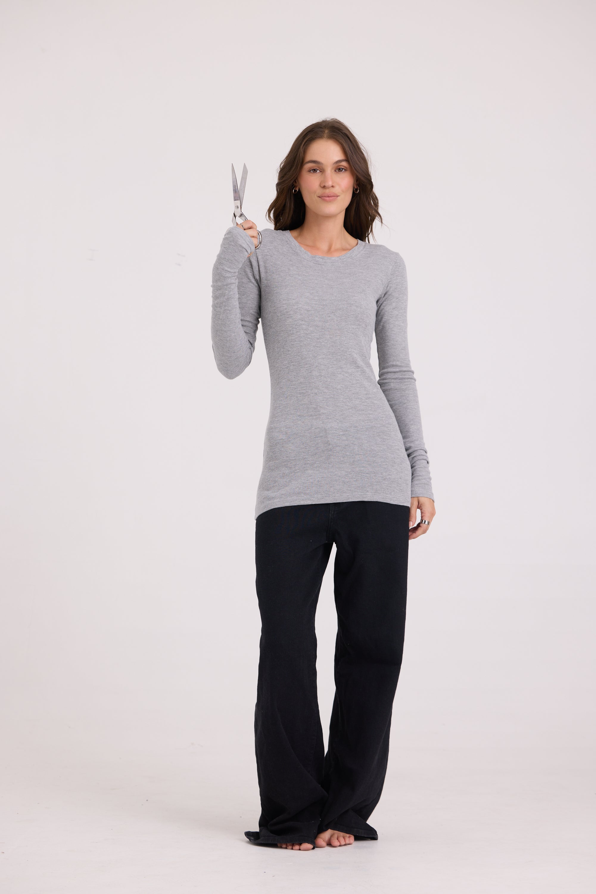 CLASSIC LONG SLEEVE WAFFLE KNIT