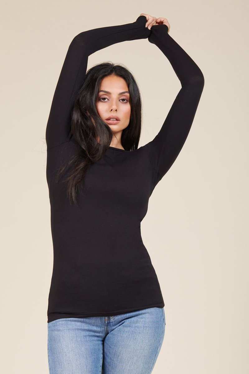 black basic long sleeve that is made in the usa