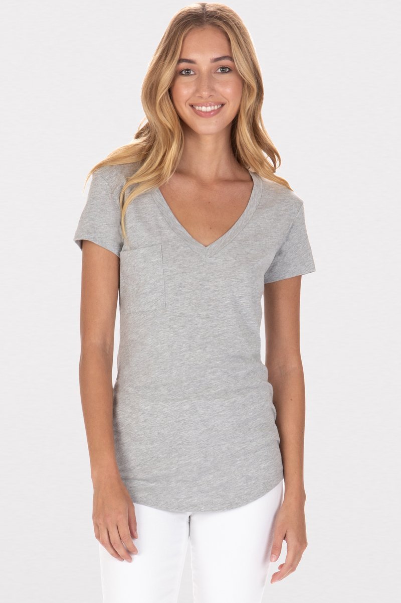 V NECK POCKET TEE