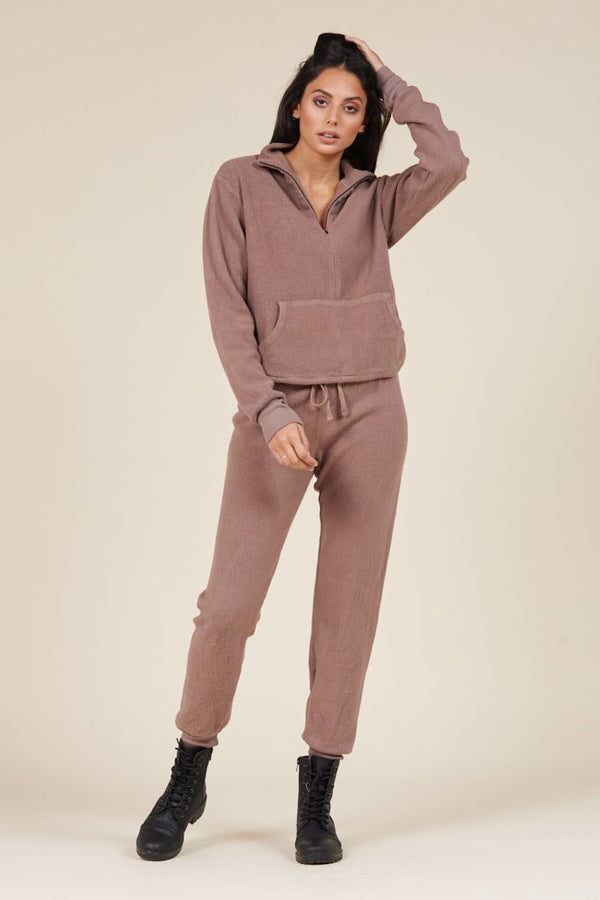 plush brown sweatpants for women