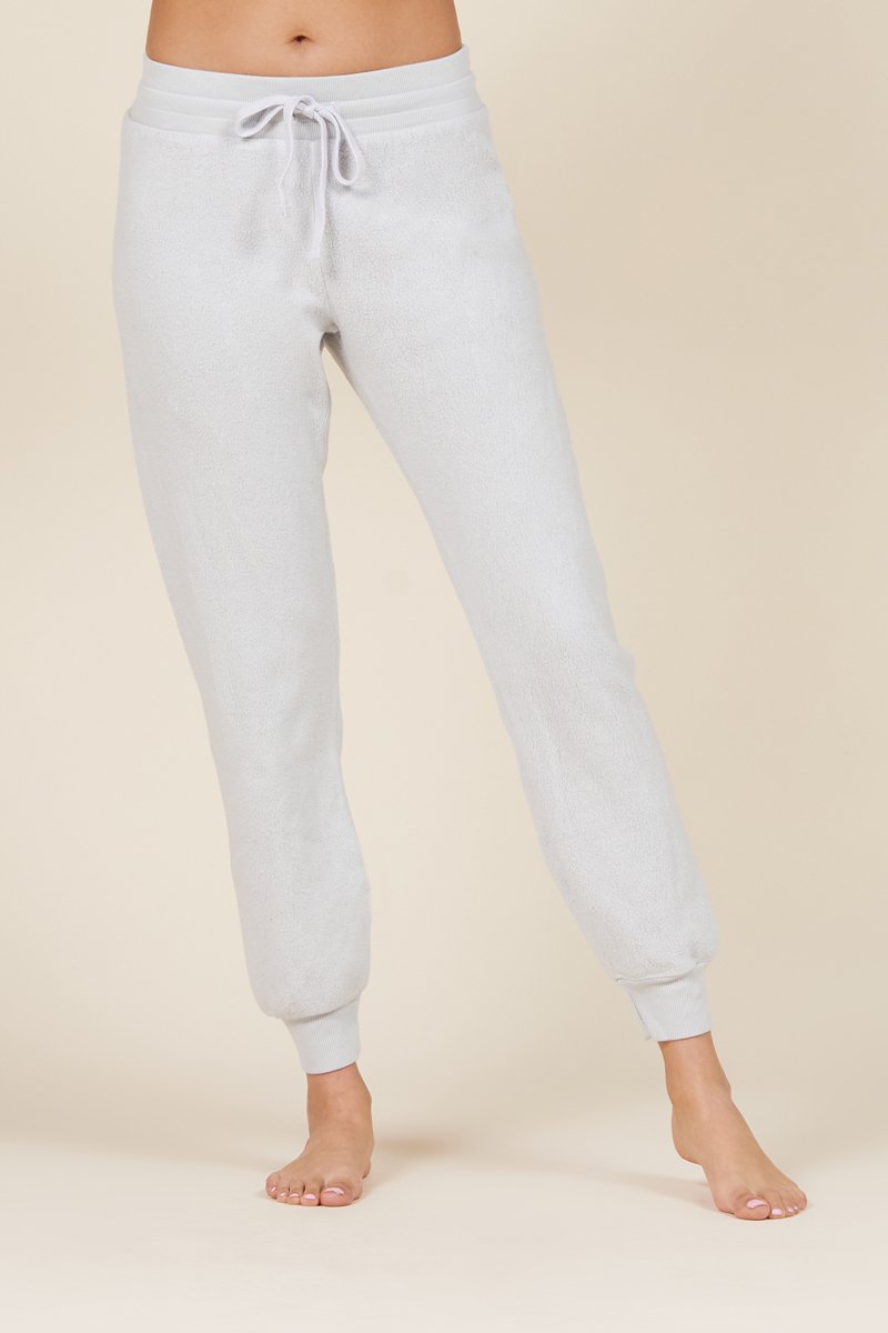 sherpa sweatpants with drawstring waist in light blue
