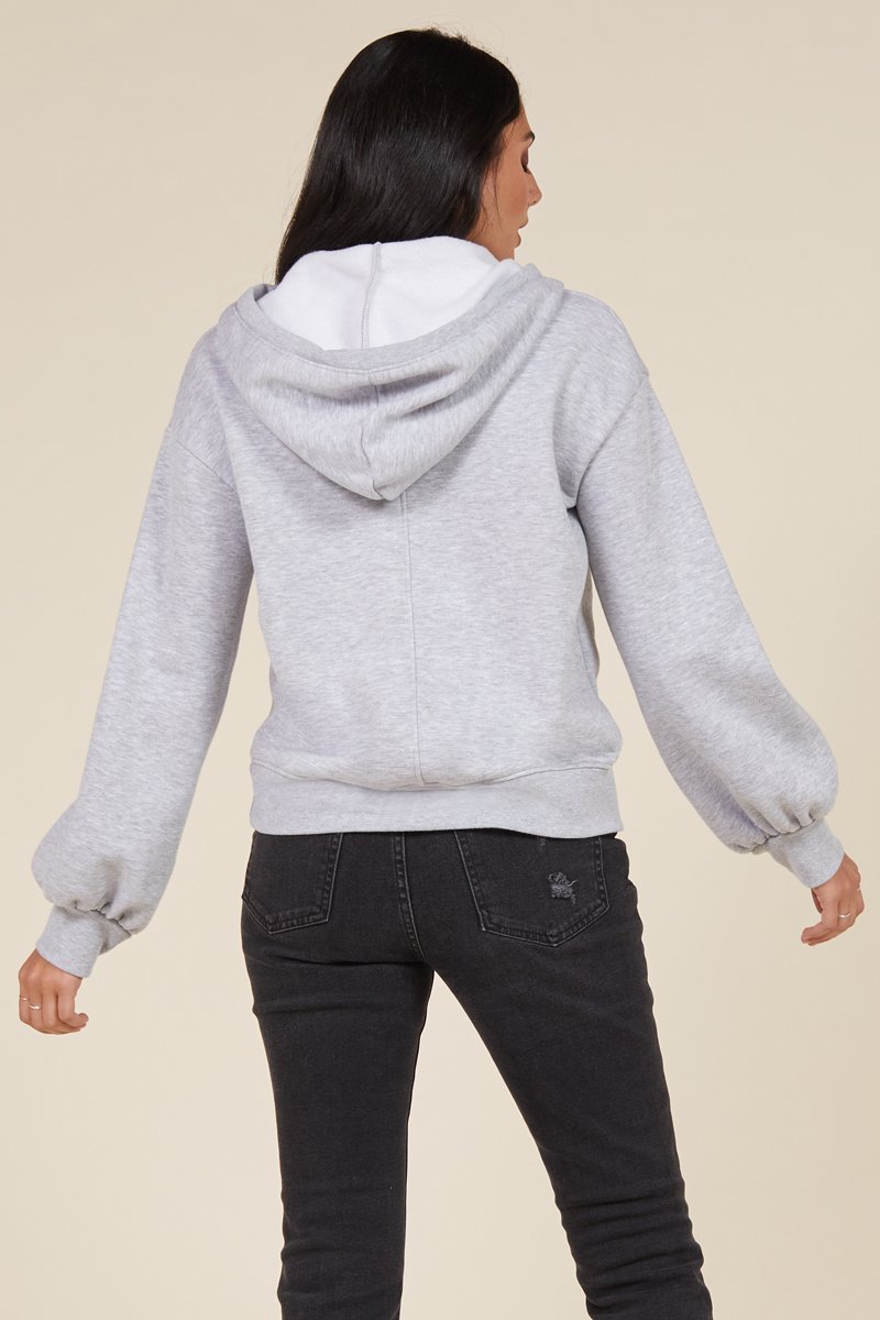 hooded light gray sweatshirt for women