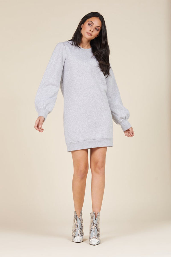 oversized sweatshirt dress in a heather gray color