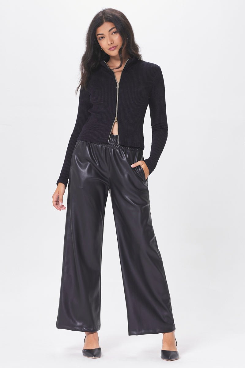 WINSOME WIDE LEG VEGAN LEATHER PANT