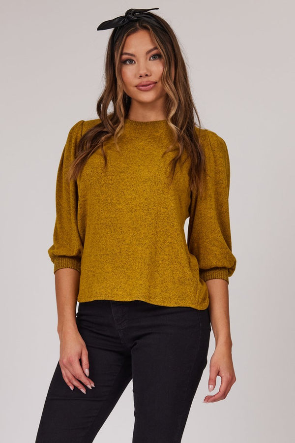 half length puff sleeve blouse in yellow