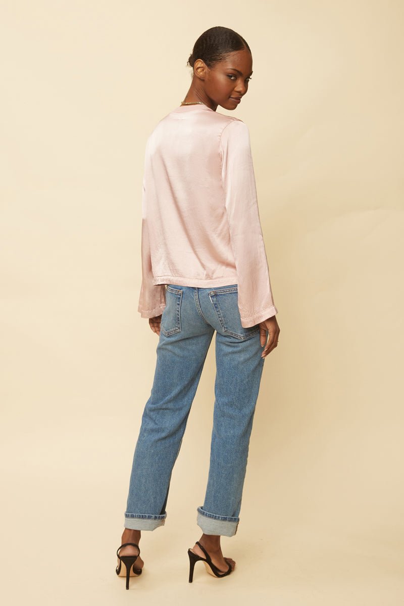 Flare sleeve cheap straight shoulder top