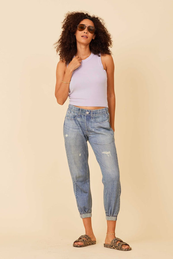 ethical light purple cropped tank top