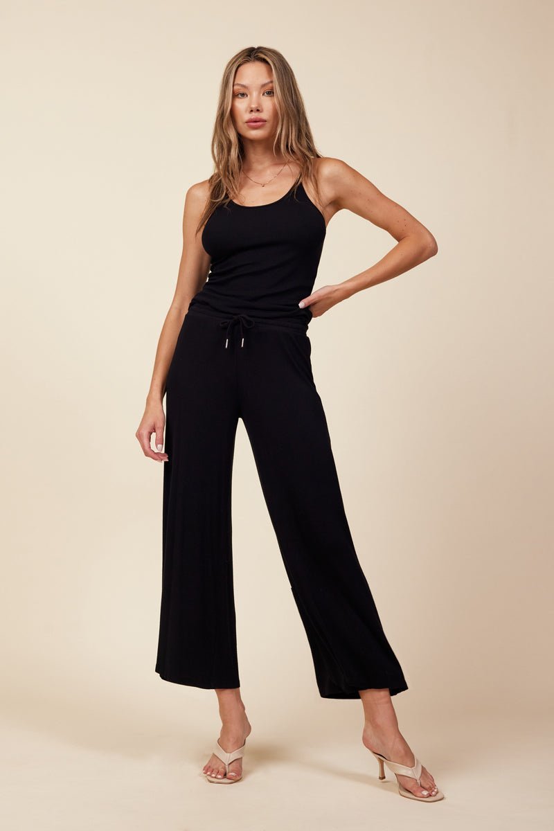 crop ribbed pants for women