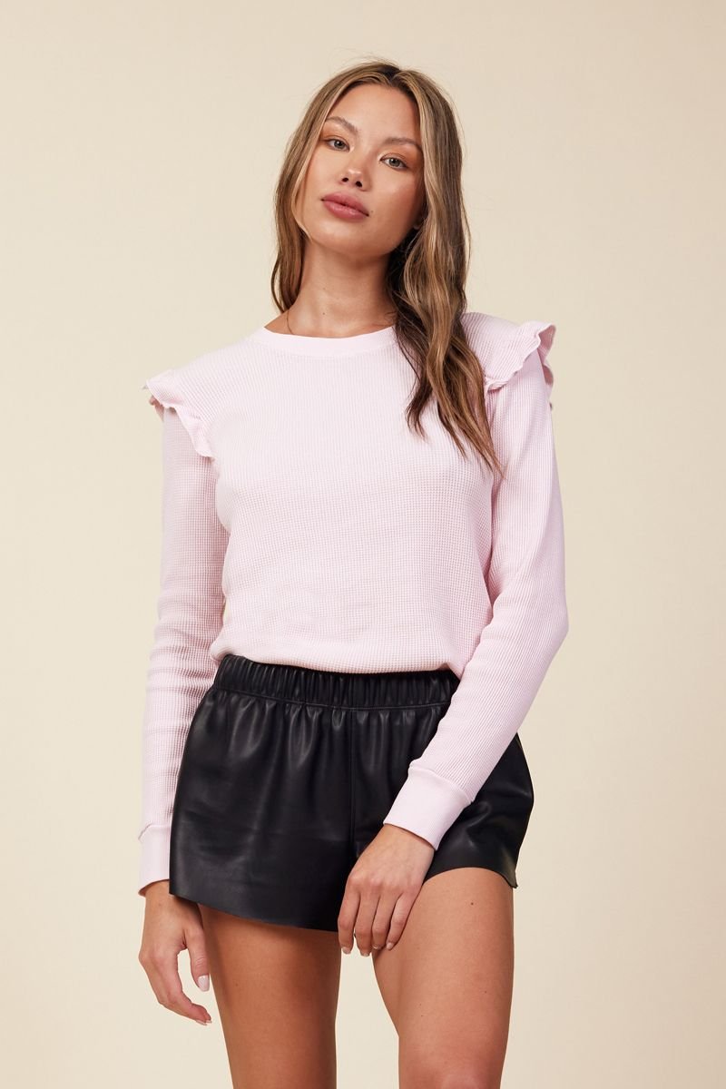 FONTAINE RUFFLED SHOULDER PULLOVER